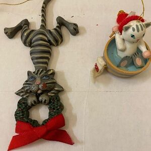 Striped Cat Ornaments Set